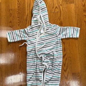 Janie and Jack Designer Striped Hooded Baby Onesie (0-3 Months, Like New)